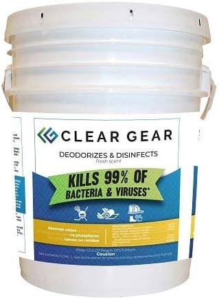 Clear Gear Disinfectant Cleaner, and Deodorizer For Sports Equipment, Gyms, and Fitness Centers - EPA-Registered, Hospital Grade, Made in USA - 1-Pack of 32 Oz Bottle Disinfecting Spray