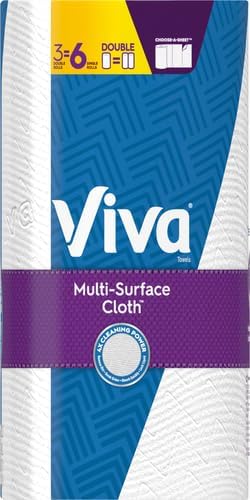 Viva Multi-Surface Cloth Paper Towels, Choose-A-Sheet Size, 12 Triple Rolls, 165 Sheets per Roll (Packaging May Vary)