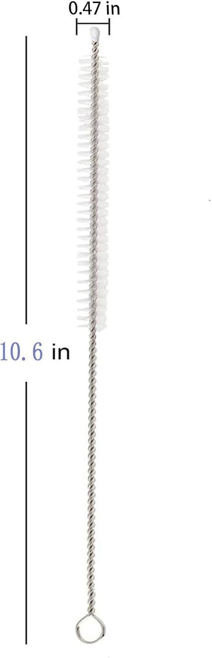 2 Pack Straw Cleaner Brush, Reusable Metal Handles Straw Cleaner Brush Extra Long for Stanley Mug 40, 30, 20 oz, 10mm Wide for Sippy Cup, Water Bottle and Tubes (Clear+Clear)