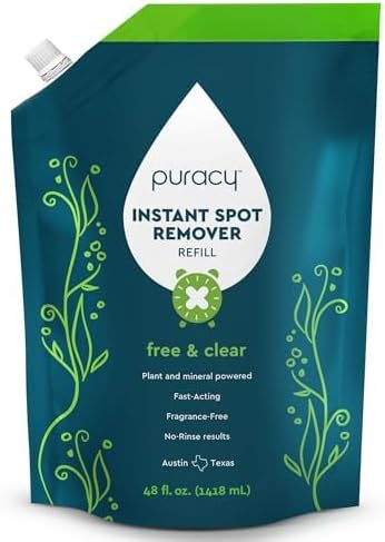 Puracy Laundry Stain Remover for Clothes Laundry - Carpet Stain Remover Carpet Spot Cleaner Couch Stain Remover - Clothes Spray, Free & Clear - Instant Spot Remover, 25 Fl Oz (Pack of 1)