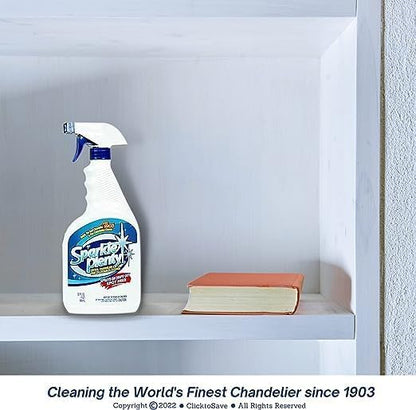 Sparkle Plenty Chandelier Cleaner Drip Dry Spray No Wipe - Dust Remover & Streak Free Glass Cleaner Spray for Chandeliers Crystals & Window Screen Surface - All Purpose Cleaning Supplies (32 oz)