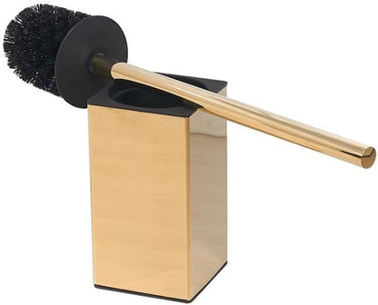 Toilet Brush and Holder, Stainless Steel Square Toilet Bowl Brush Freestanding with Lid,Toilet Cleaner Brush Set for Bathroom Storage,Brushed Gold