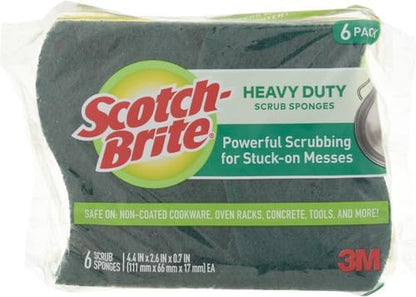 Scotch-Brite Heavy Duty Scrub Sponge, 9 Kitchen Sponges Designed for Tough Messes in the Kitchen that Last 3X Longer*, Best for Cast Iron Skillets and Outdoor Grills, Flexible, Durable, and Strong