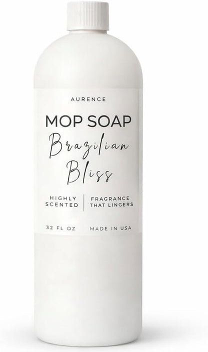 Mop Soap Highly Scented Luxury Floor Cleaner Concentrate - Brazilian Bliss Long Lasting Fragrance, No Rinse Formula for Hardwood, Tile, Laminate & Stone, 32 oz, Made in USA