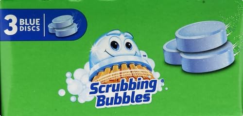 Scrubbing Bubbles Continuous Clean Toilet Drop-Ins, Automatic Blue Toilet Bowl Cleaner, Septic-Safe Tank Tablets Remove Hard Water Minerals & Limescale, Stain & Smell Protection, 3 Count (Pack of 1)