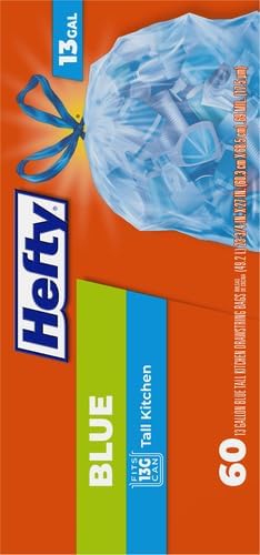 Hefty Blue Trash Bags, Blue, 13 Gallon, 60 Count