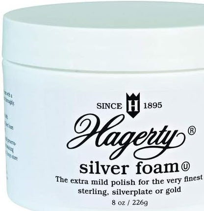 Hagerty Silver Foam - Trusted Silverware Polish and Tarnish Remover Since 1895 for Sterling Silver, Silver-Plate, Gold, and Gold – Made in USA, Kosher Certified, 19 oz