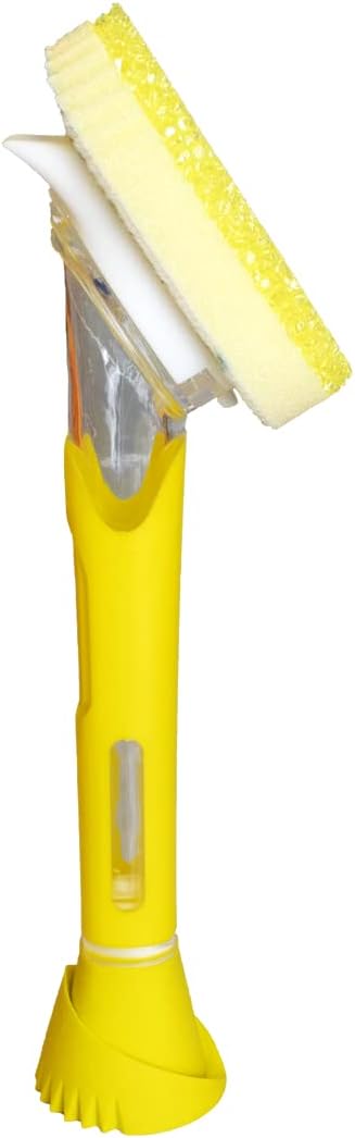 Scrub Daddy Dish Wand Scrubbing Brush with Handle, Soap Dispensing Dish Brushes, Texture Changing Washing Up Sponges With Liquid Dispenser, Scrubber with Scraper & Detachable Head Sponge, Blue