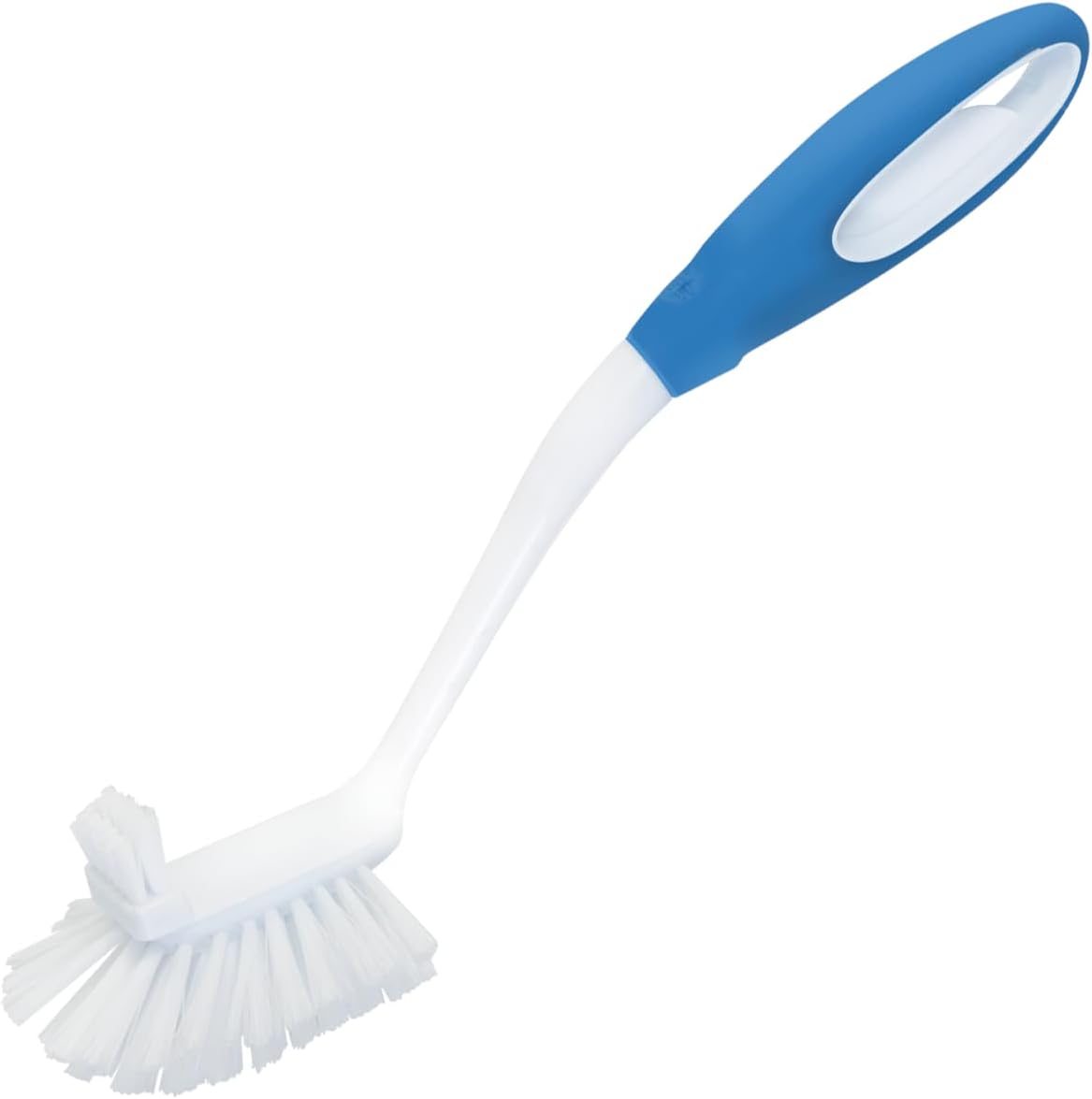 Dish Brush Scrubber for Kitchen, 2 Pack, by LOLA, Has Stiff Bristles & Food Scraper, Comfort No-Slip Grip Handle, Safe for Non-Stick & Coated Cookware
