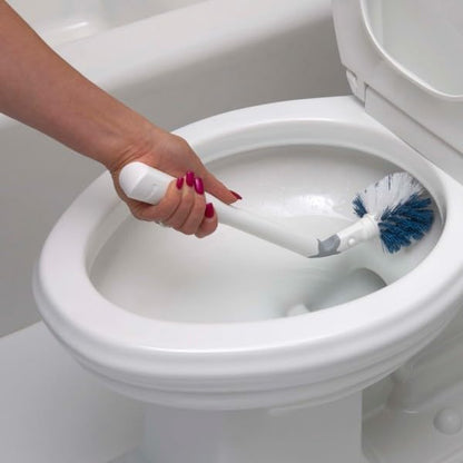 Unger No-Drip Toilet Brush Set, Flexible Neck Scrubber with Portable Carrying Caddy Holder, Discreet Bathroom Cleaning Supplies, Scrub Tough Stains with Non-Scratch Bristles