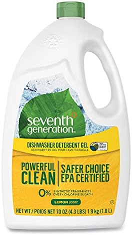 Seventh Generation Natural Automatic Dishwasher Gel, Lemon, Jumbo 70 Oz Bottle, 6/ct