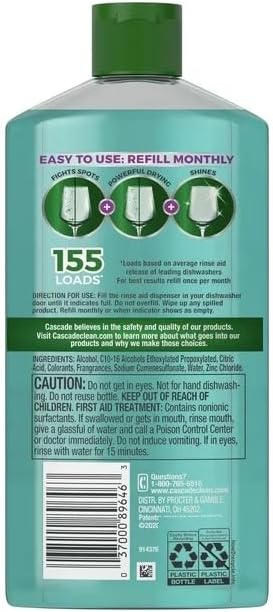 CASCADE Complete Gel Dishwasher Detergent, Fresh Scent, 120 Fl Oz with Cascade Power Dry Dishwasher Rinse Aid, 16 fl oz
