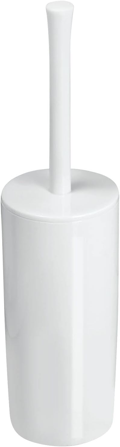 mDesign Slim Plastic Toilet Bowl Brush and Holder Set, Modern Compact Storage Organizer Cleaner Scrubber for Toilet - Heavy Duty Cleaning Plunger for Bathroom, Aura Collection - Navy Blue