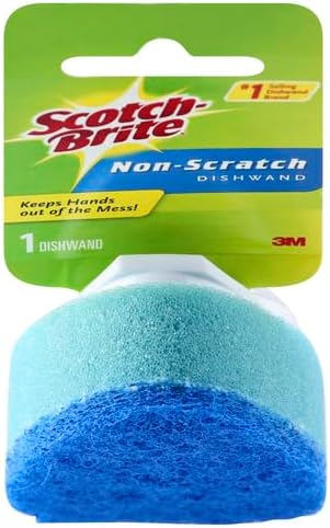 Scotch-Brite Non-Scratch Dishwand Kit, Includes 1 Wand & 8 Refill Pads, Keep Hands Out of the Mess, Blue
