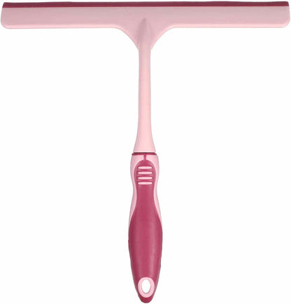 HARFINGTON Shower Squeegee 9.8 Inch Length Water Blade Cleaner Tool Household Mirror Squeegee with Hole for Windshield Window Cleaning Glass Door, Pink