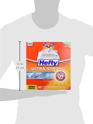 Hefty Ultra Strong 13-Gallon Trash Bags, Tall Kitchen, Drawstring Closure, Odor Control, White, Unscented, 40-Pack