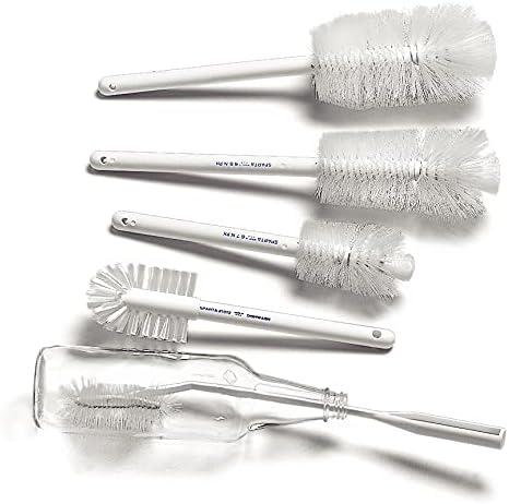 SPARTA Large Water Bottle Brush Ideal for Wide-Mouth Jars, Bottles and Tumblers, Dishwashing Tool with Handle for Home and Commercial Kitchens, Plastic, 12 Inches, White