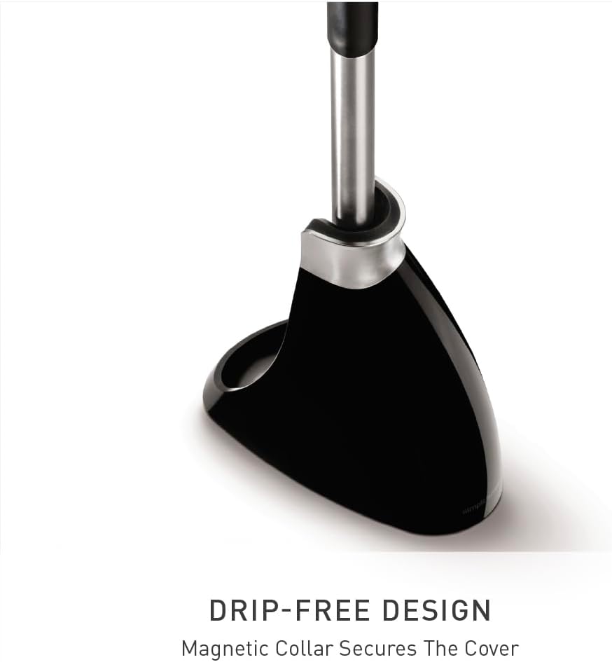 simplehuman Replacement Toilet Brush Head, Easy Screw On, Stiff Outer Bristles, Black Plastic