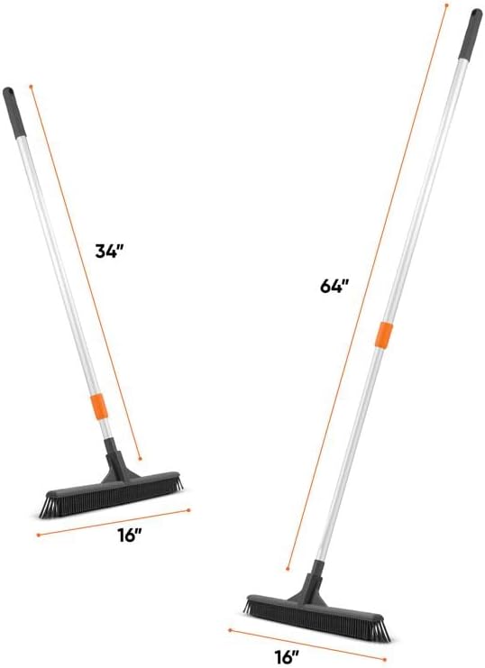 Superio 16"" Slim Silicone Salon Broom - Carpet Rake for Liquid, Human Hair, and Pet Hair, and Fur Space Saving and Easy to Wash, 12811274