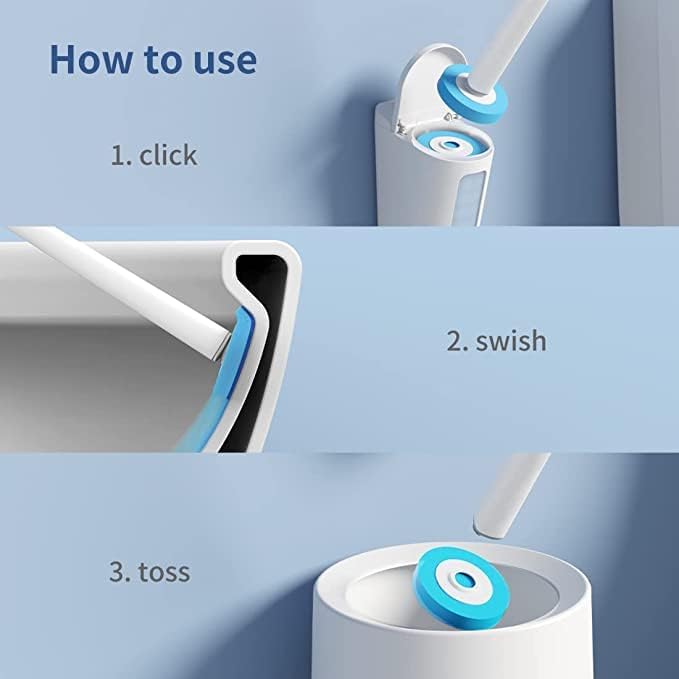CQT Disposable Toilet Bowl Brush with Toilet Wand 30 Refill Heads, Toilet Bowl Cleaner Wands,Toilet Cleaning System Starter Kit(Wand+30 Refills)