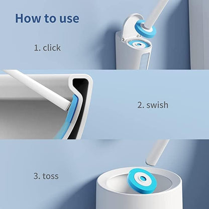 CQT Disposable Toilet Bowl Brush with Toilet Wand 30 Refill Heads, Toilet Bowl Cleaner Wands,Toilet Cleaning System Starter Kit(Wand+30 Refills)