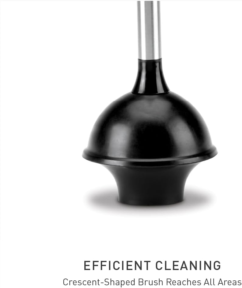 simplehuman Replacement Toilet Brush Head, Easy Screw On, Stiff Outer Bristles, Black Plastic