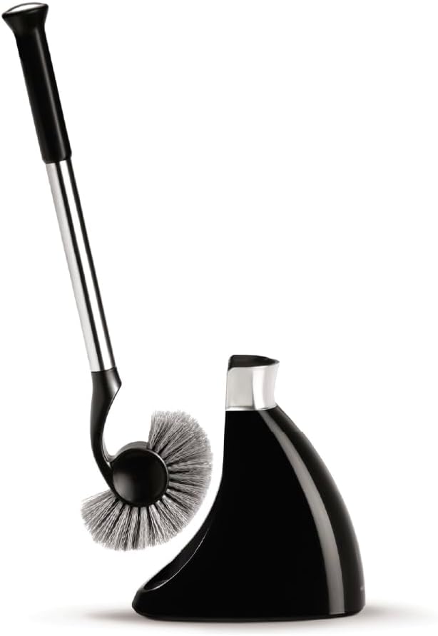 simplehuman Replacement Toilet Brush Head, Easy Screw On, Stiff Outer Bristles, Black Plastic