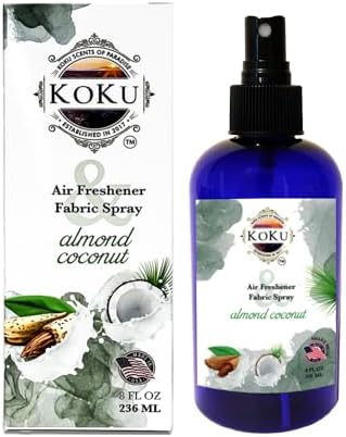 Almond Coconut Air Freshener - Room Spray - Odor Eliminator - Deodorizer - Car Air Freshener - Home Spray - Linen Spray - Fabric Refresher - Non-Toxic - Alcohol Free – Made in USA (4 Oz)