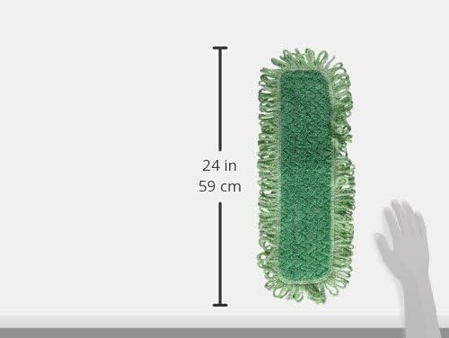 Rubbermaid Commercial Products HYGEN 24" Microfiber Dust Pad with Fringe Green for Janitorial/Professional Cleaners and Heavy-Duty Industrial Cleaning/Dusting/Sweeping