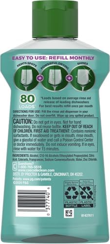 Cascade Rinse Aid Clean & Dry Booster Dishwasher Liquid, Gel & Detergent Pods for Sparkling Clean Dishes, Dishwasher Soap, Tablets & Rinse Aid Dry Booster, 8.45oz