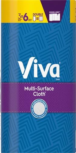 Viva Multi-Surface Cloth Paper Towels, Choose-A-Sheet Size, 12 Triple Rolls, 165 Sheets per Roll (Packaging May Vary)