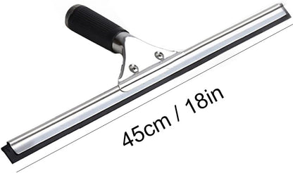 45cm 18in Grip Glass Squeegee for Window Cleaning,Stainless Steel All Purpose Squeegee with Non-Slip Handle for Shower Doors Window Car Mirror Glass (18in/45cm, Black)