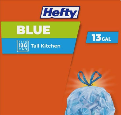 Hefty Blue Trash Bags, Blue, 13 Gallon, 60 Count