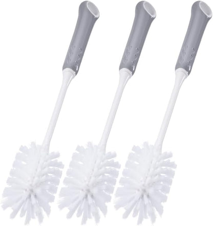 Long Handle Bottle Cleaning Brush with Soft Nylon Bristles, White and Gray, 12.79 Inches, for Baby Bottles, Water Bottles, Glassware