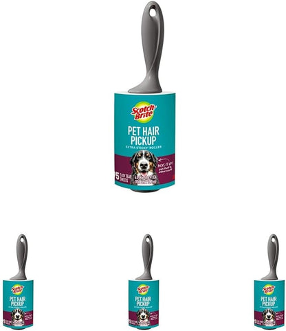 Scotch-Brite Pet Hair Pickup Extra Sticky Lint Roller, Designed for Removing Fur + Fluff on Couches, Clothes, Dog and Cat Beds, & More, 1 Pack, 95 Easy-Tear Adhesive Sheets Total