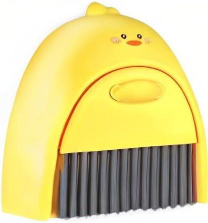 Small Broom and Dustpan Set,1pc Dust Pan and Brush Set,Cute Little Yellow Hand Mini Broom and Dustpan Set,Small dust pan Mini for Tabletop Debris,Keyboards&Clean Pet Cages Guinea Pig Cage(Chick)