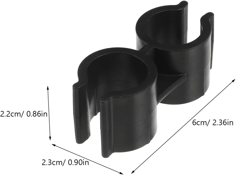 OUNONA Double Pipe Clamp Dustpan Broom Connector Clip 2.36 Inch Plastic Fastener for Secure Broom Handle Attachment and Space-Saving Storage