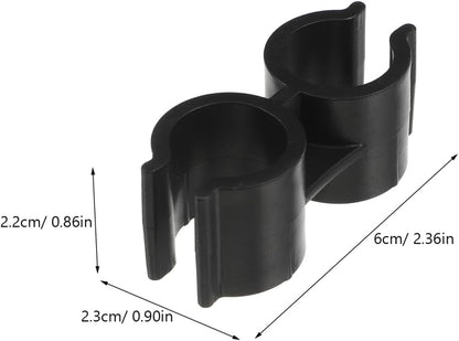OUNONA Double Pipe Clamp Dustpan Broom Connector Clip 2.36 Inch Plastic Fastener for Secure Broom Handle Attachment and Space-Saving Storage
