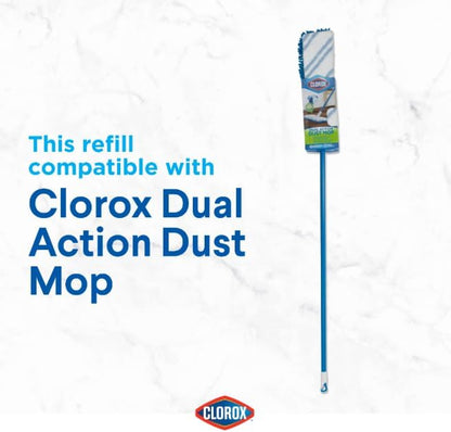 Clorox Dual Action Dust Floor Mop Microfiber Refill Head, Machine-Washable, Blue