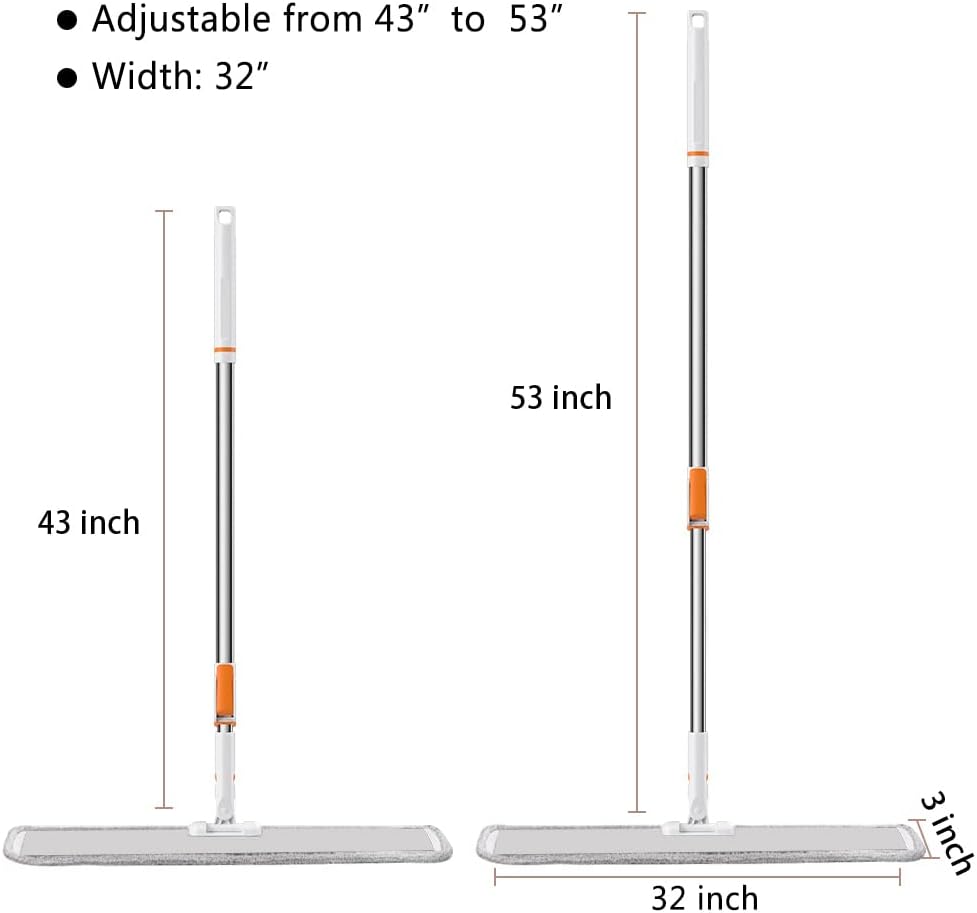 Microfiber Mop 18 in Large Flat Mops for Floor Cleaning with 4 Premium Pads Hardwood for Cleaning Wet Mop