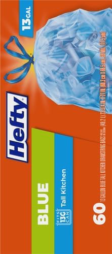 Hefty Blue Trash Bags, Blue, 13 Gallon, 60 Count
