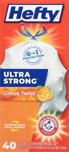 Hefty Ultra Strong Tall Kitchen Trash Bags - Citrus Twist, 13 Gallon, 40 Count