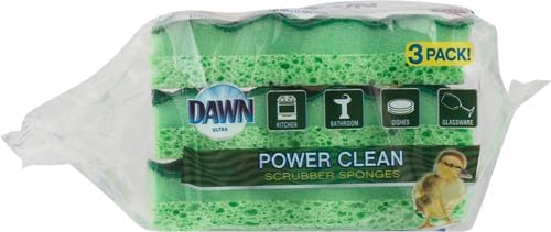 Dawn Power Clean Wedge-Shaped Scrubber Sponges, Pack of 3, Green