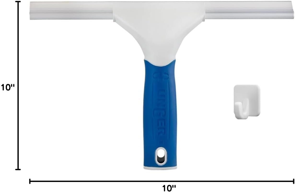 Unger 12” Glass & Surface Squeegee – Multipurpose Rubber Blade Squeegee for Shower Glass, Window Cleaning, Professional Grade Cleaning Tool for The Home