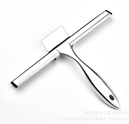 14-Inch Shower Squeegee, Stainless Steel Squeegee for Shower or Window Glass Door, Includes Two Spare Scrapers and one Adhesive Hook. (Gold, 14 in)