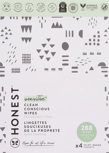 The Honest Company Hypoallergenic Multi-Use Baby Wipes for Sensitive Baby Skin, Rose Blossom, 60 Count