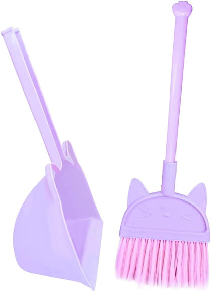 Mini Broom with Dustpan for Boy I Kids Small Cleaning Set Combo Pretend Play I Toddler Kitchen Dress Up Toys–Frog Green