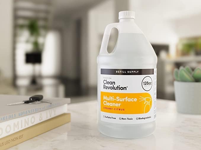 Clean Revolution Multi Surface Cleaner Refill Supply, Non-Toxic, Eco-Friendly & Plant-Based, Ready to Use, Lemon & Herbs, 128 Fl Oz (1 Gallon)