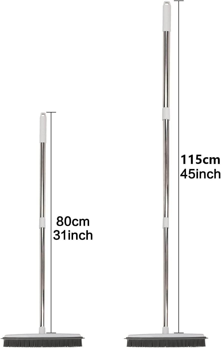 Pet Hair Rubber Broom with Squeegee for Carpet,Fur Remover Broom Carpet Rake for Pet Hair Removal, with 50" Long Handle