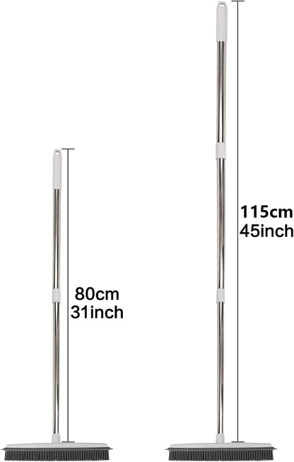 Pet Hair Rubber Broom with Squeegee for Carpet,Fur Remover Broom Carpet Rake for Pet Hair Removal, with 50" Long Handle